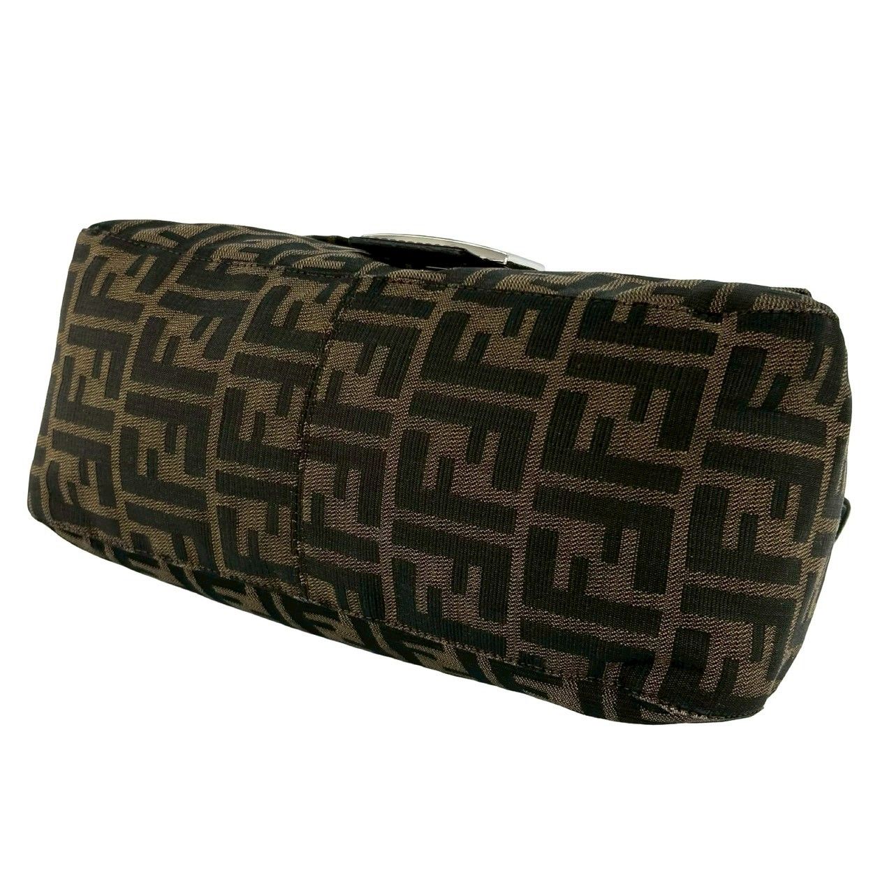Fendi Mamma Bucket Zucca FF Logo Pattern Canvas Leather Shoulder Bag Brown — view 8
