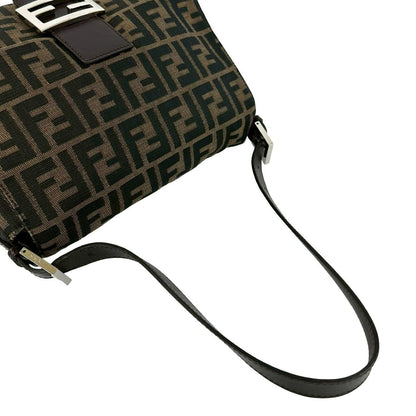 Fendi Mamma Bucket Zucca FF Logo Pattern Canvas Leather Shoulder Bag Brown — view 4