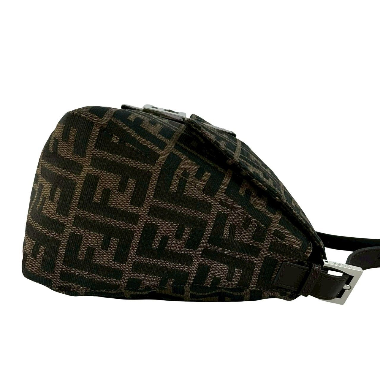 Fendi Mamma Bucket Zucca FF Logo Pattern Canvas Leather Shoulder Bag Brown — view 6