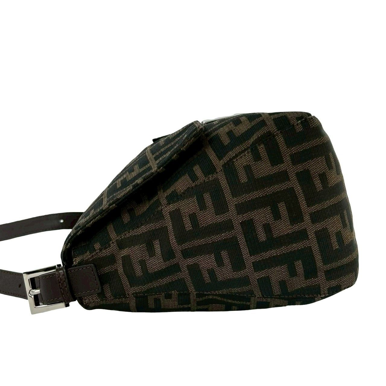 Fendi Mamma Bucket Zucca FF Logo Pattern Canvas Leather Shoulder Bag Brown — view 5