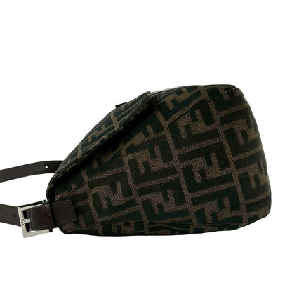 Fendi Mamma Bucket Zucca FF Logo Pattern Canvas Leather Shoulder Bag Brown — view 5