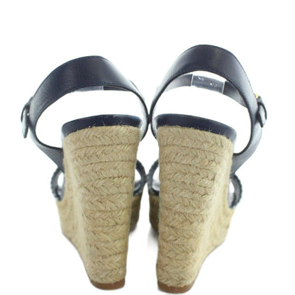 Louis Vuitton Strap Sandals Monogram Wedge Sole Thick 35.5 Navy Yi3 — view 3