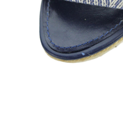 Louis Vuitton Strap Sandals Monogram Wedge Sole Thick 35.5 Navy Yi3 — view 8