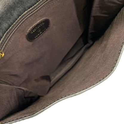 Chanel Shoulder Bag Dark Brown Logo Leather — view 7