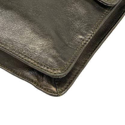 Chanel Shoulder Bag Dark Brown Logo Leather — view 6