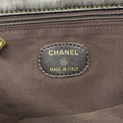 Chanel Shoulder Bag Dark Brown Logo Leather — view 8