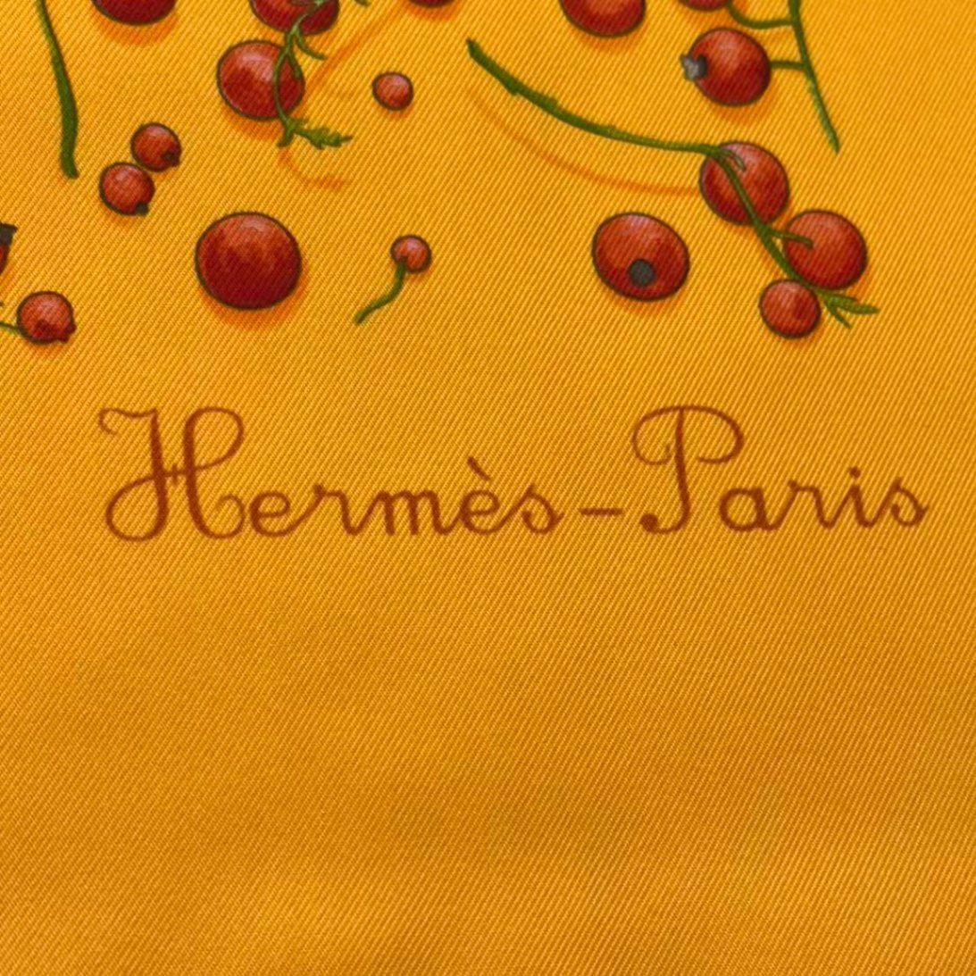 Hermes Carre 90 Silk Scarf Red Berries Yellow — view 7