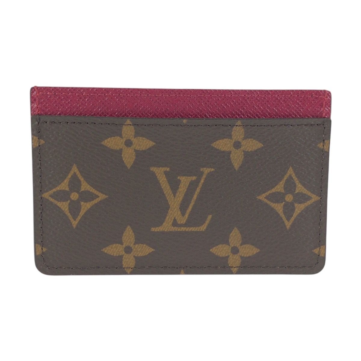 Louis Vuitton Monogram Brown Fuchsia Card Case Business Holder — view 2