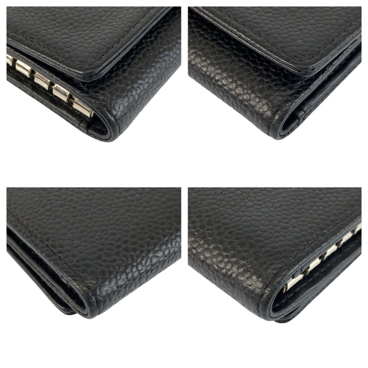 Chanel CC Logo Black Silver Leather Key Case 6 Rows Key Holder — view 5