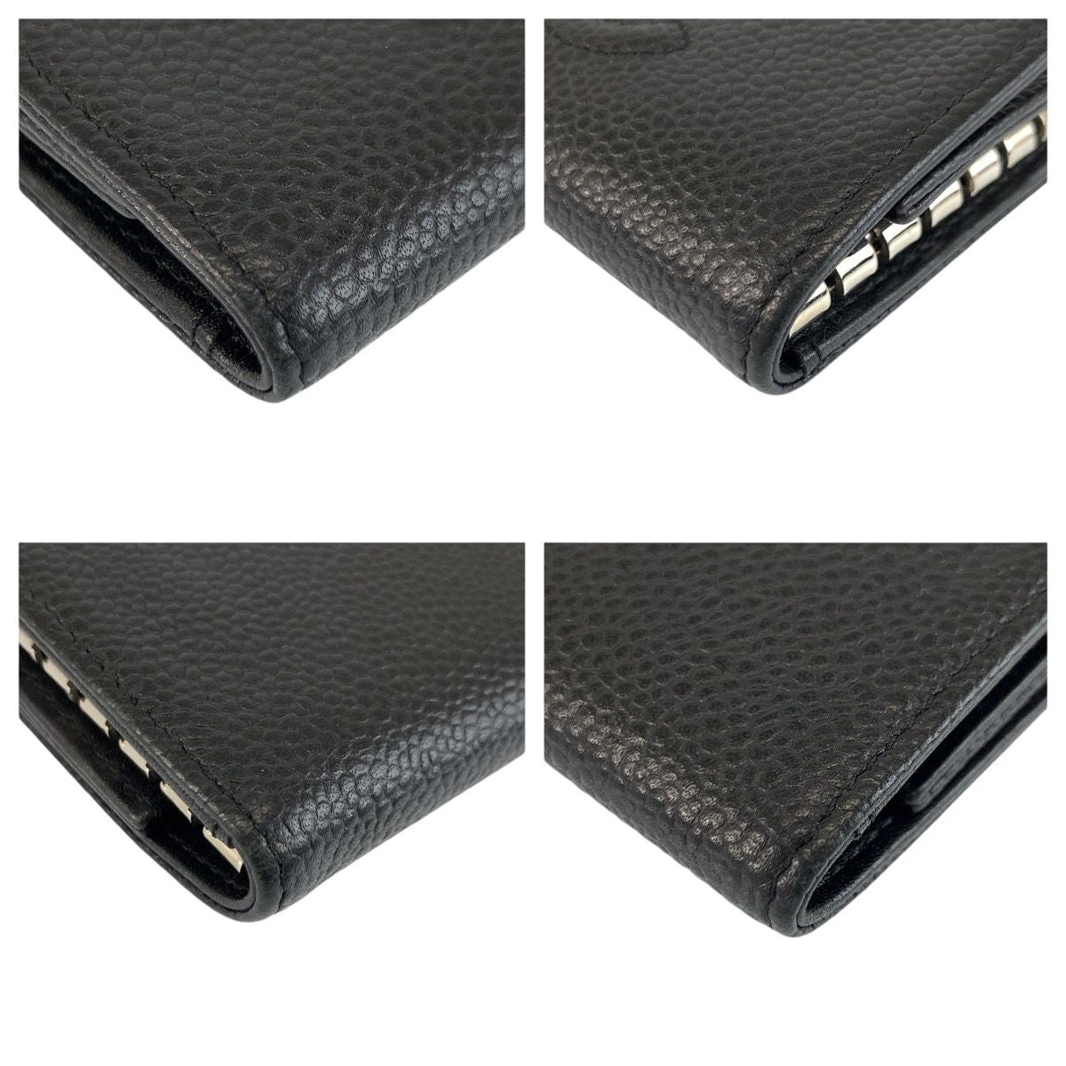 Chanel CC Logo Black Silver Leather Key Case 6 Rows Key Holder — view 6