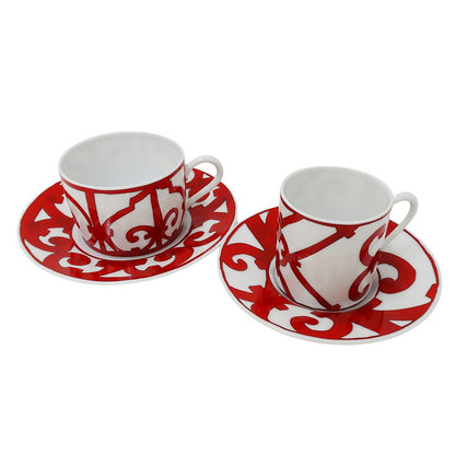 Hermes Tableware Kadalukivir Cup & Saucer Set Ceramics Red White Tea Cup Coffee