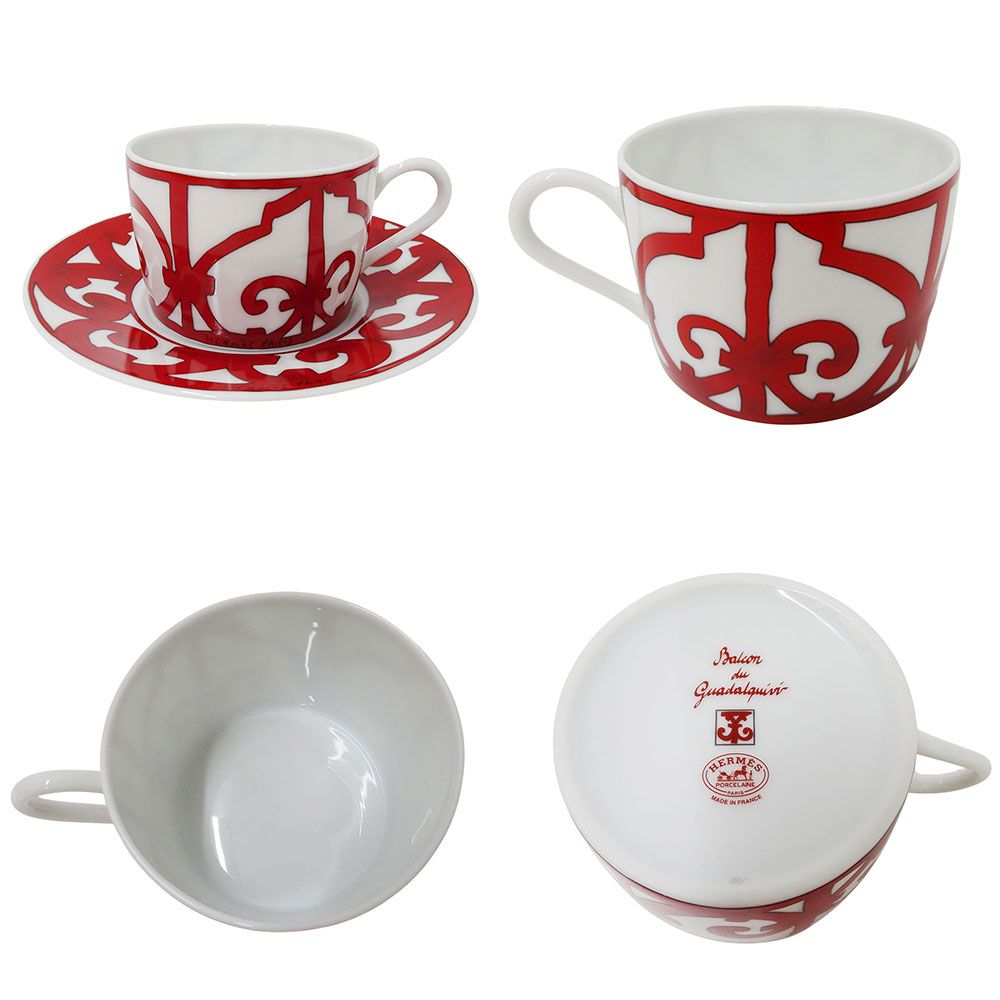 Hermes Tableware Kadalukivir Cup & Saucer Set Ceramics Red White Tea Cup Coffee — view 2