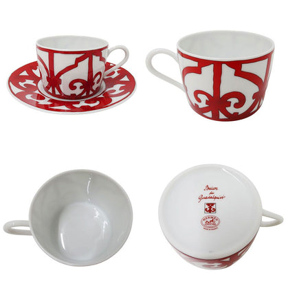 Hermes Tableware Kadalukivir Cup & Saucer Set Ceramics Red White Tea Cup Coffee — view 2