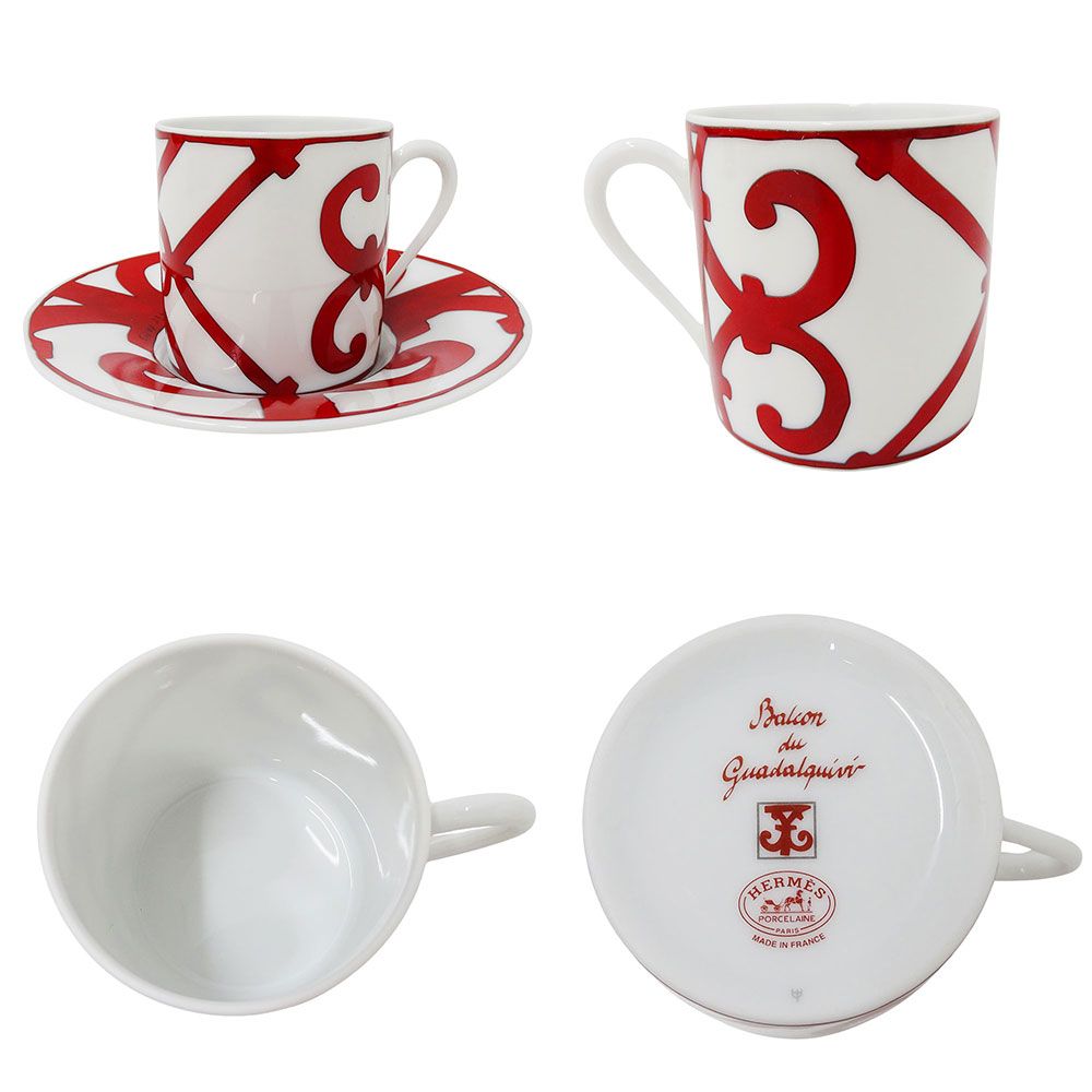 Hermes Tableware Kadalukivir Cup & Saucer Set Ceramics Red White Tea Cup Coffee — view 3