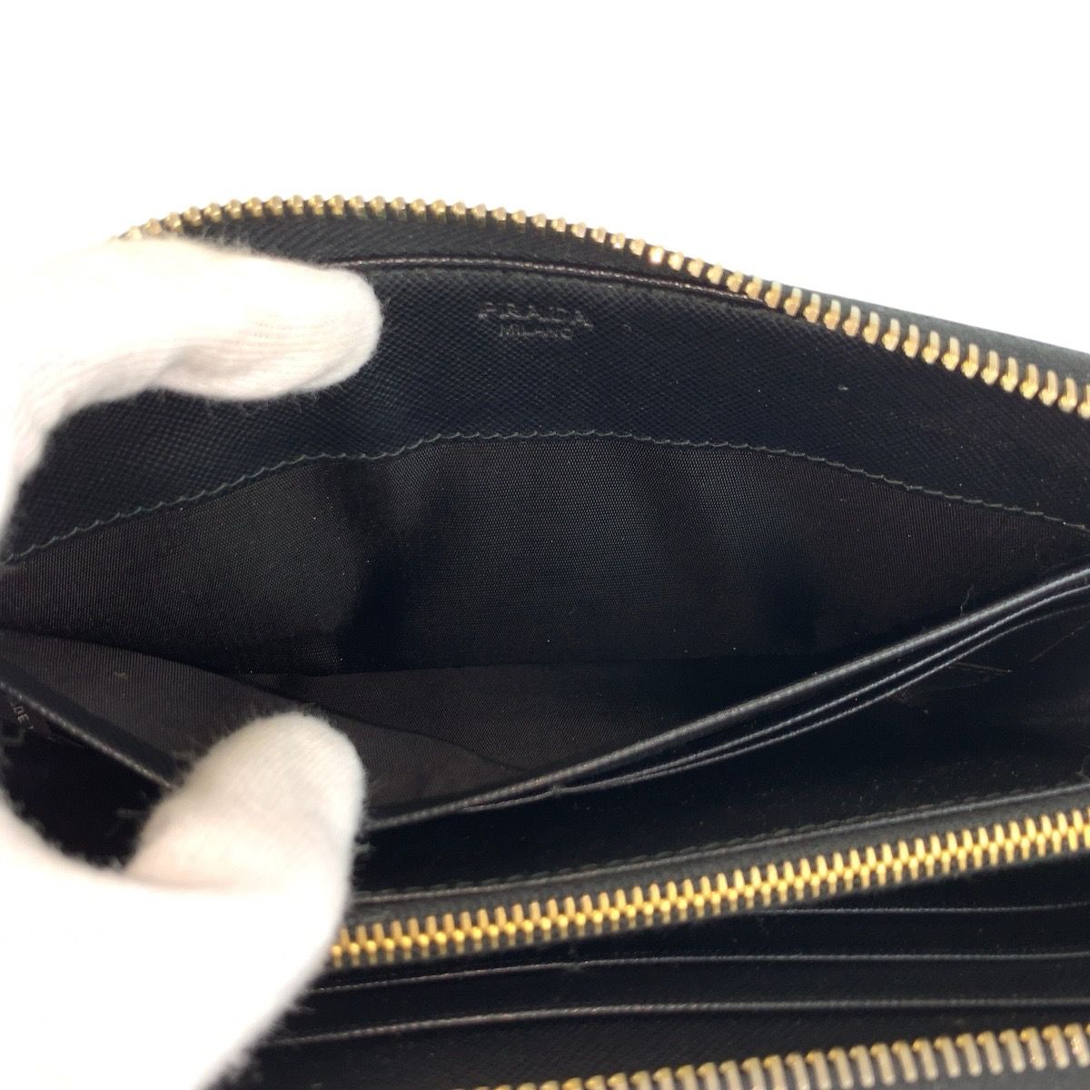 Prada Saffiano Black Gold Leather Wallet — view 6