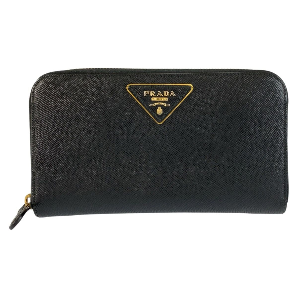 Prada Saffiano Black Gold Leather Wallet