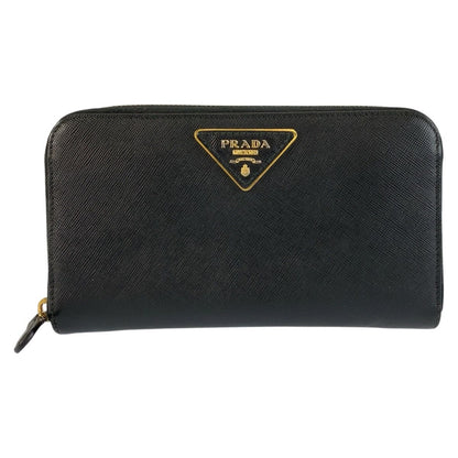 Prada Saffiano Black Gold Leather Wallet