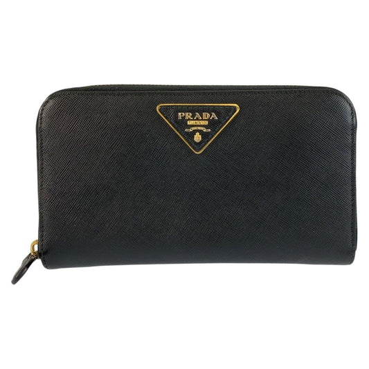Prada Saffiano Black Gold Leather Wallet