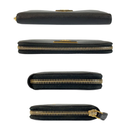 Prada Saffiano Black Gold Leather Wallet — view 9