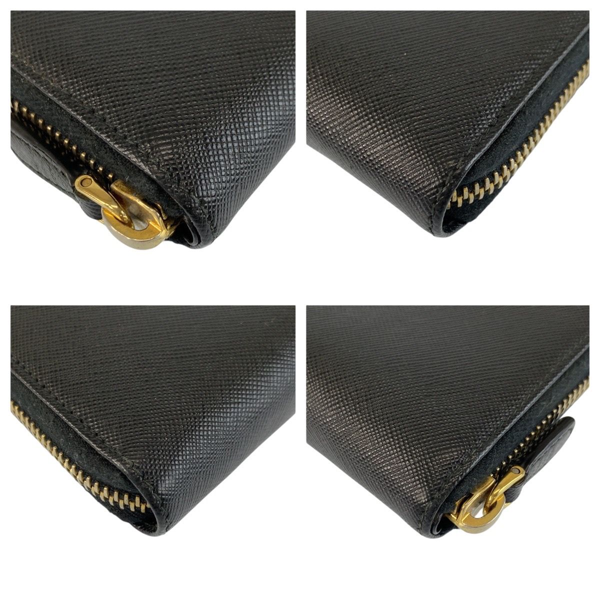 Prada Saffiano Black Gold Leather Wallet — view 7