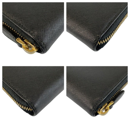 Prada Saffiano Black Gold Leather Wallet — view 7