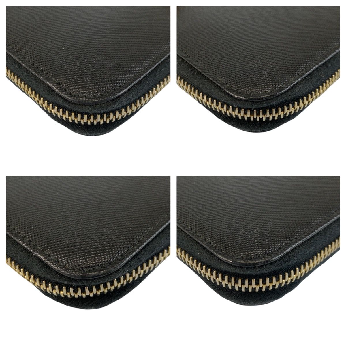 Prada Saffiano Black Gold Leather Wallet — view 8