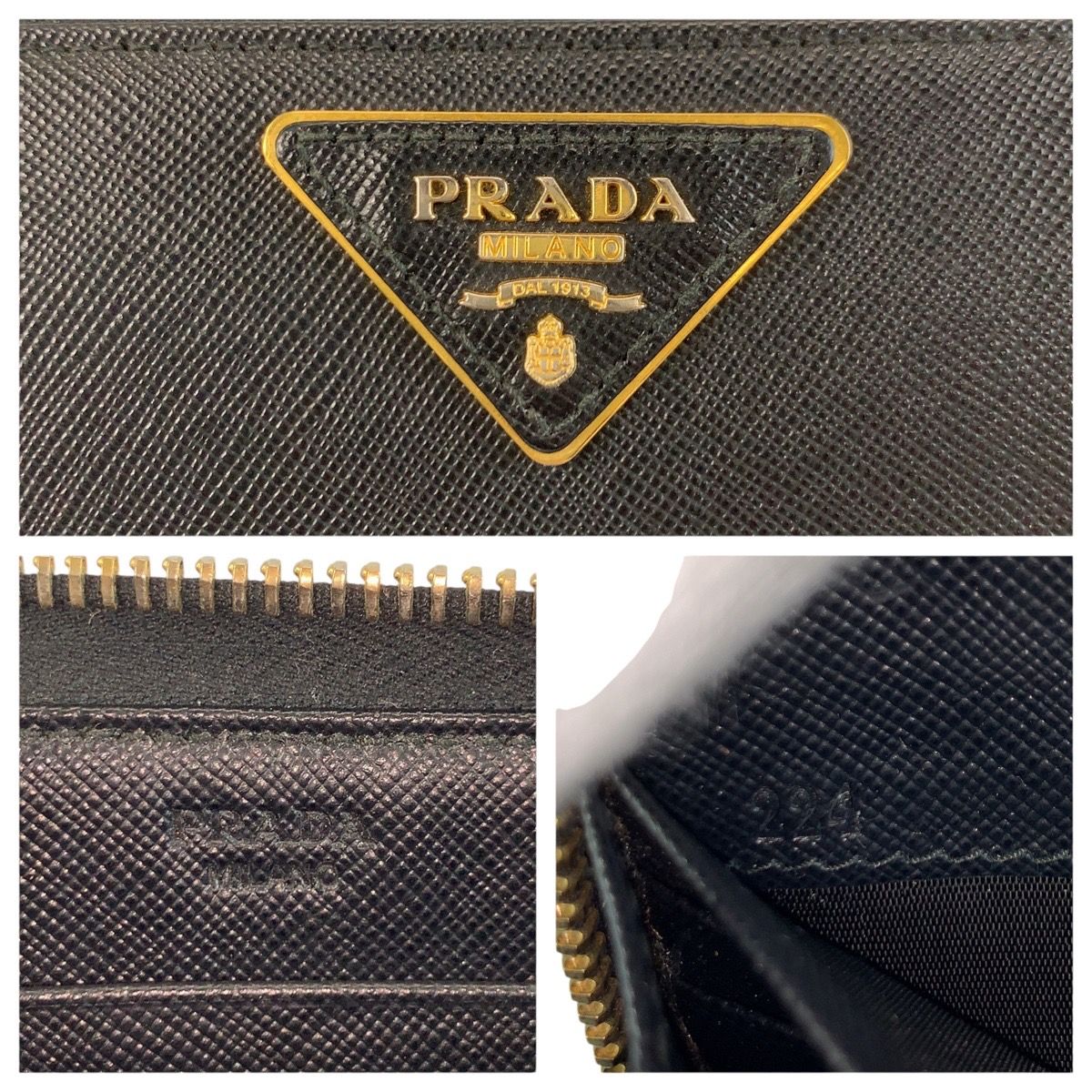 Prada Saffiano Black Gold Leather Wallet — view 3