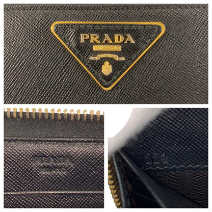 Prada Saffiano Black Gold Leather Wallet — view 3