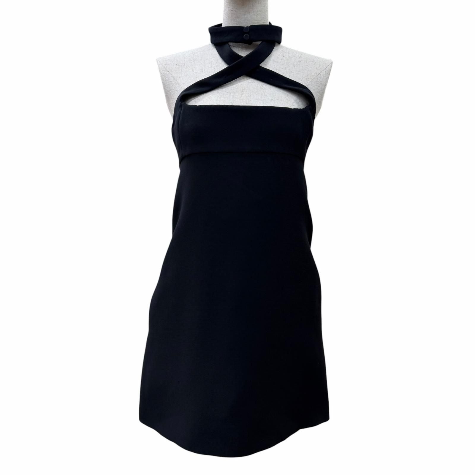 Dior Wool Silk Blend Halter Neck Mini Dress Black 38