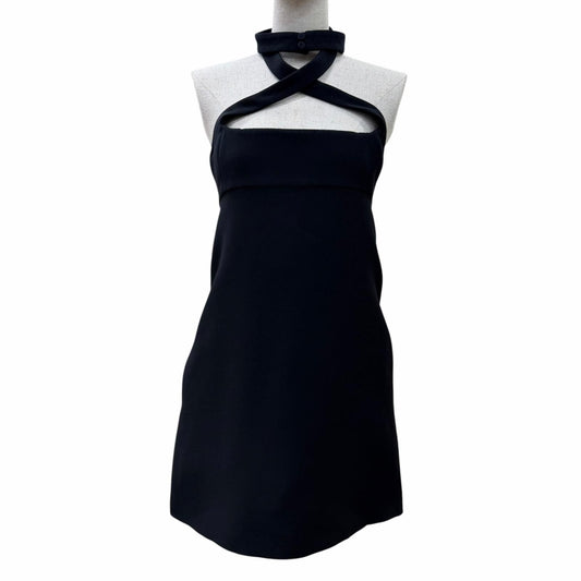 Dior Wool Silk Blend Halter Neck Mini Dress Black 38