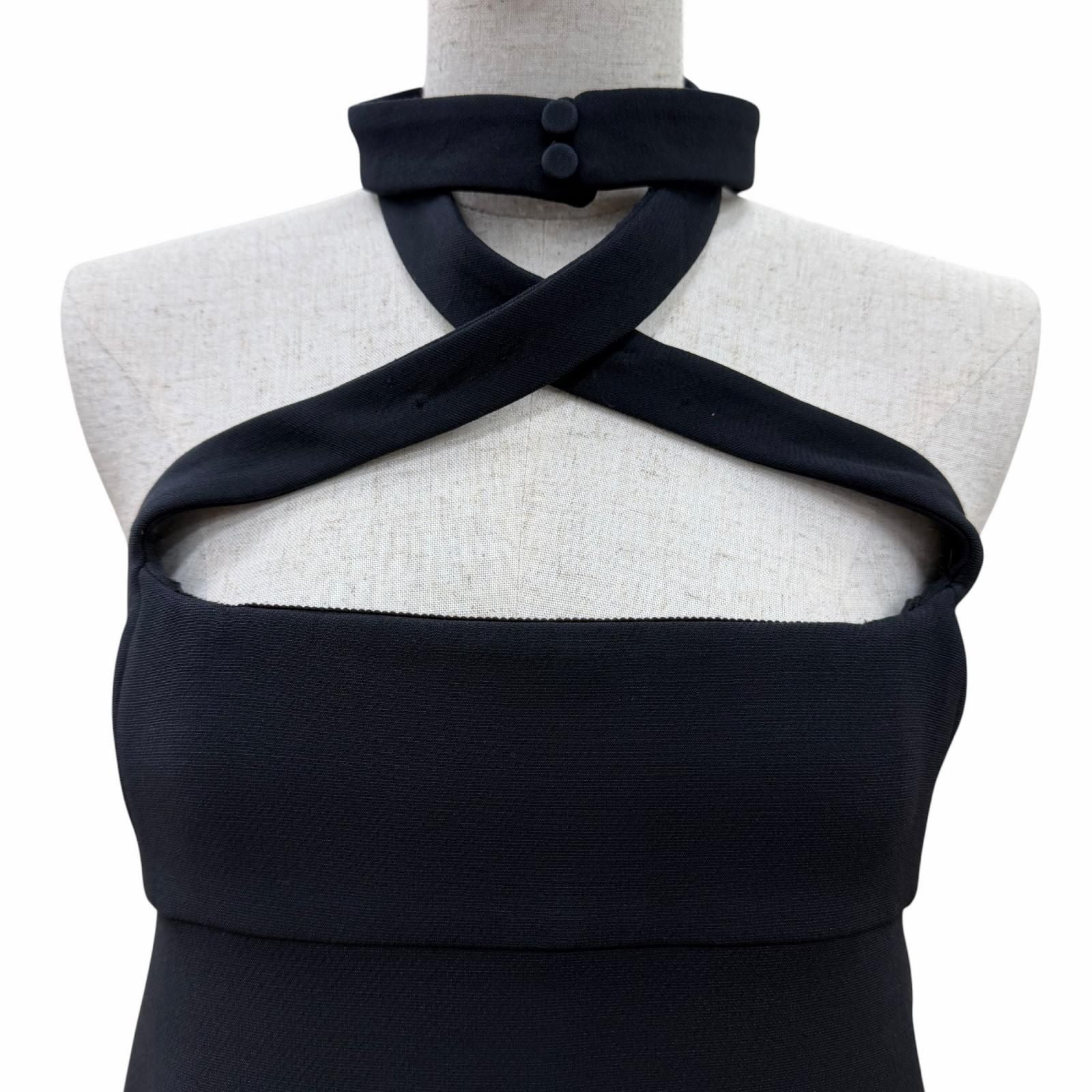 Dior Wool Silk Blend Halter Neck Mini Dress Black 38 — view 4