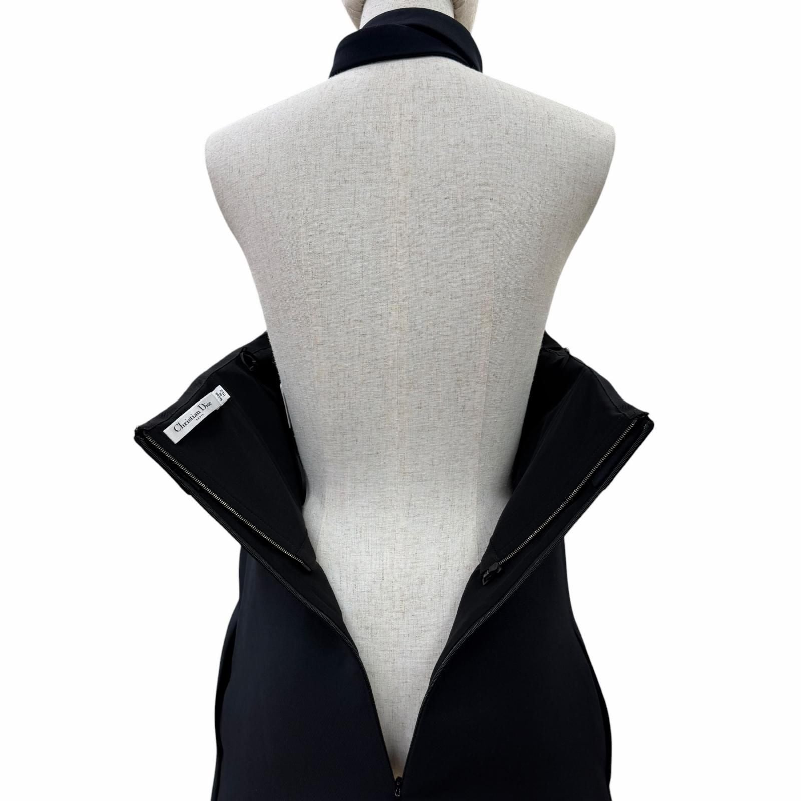Dior Wool Silk Blend Halter Neck Mini Dress Black 38 — view 5