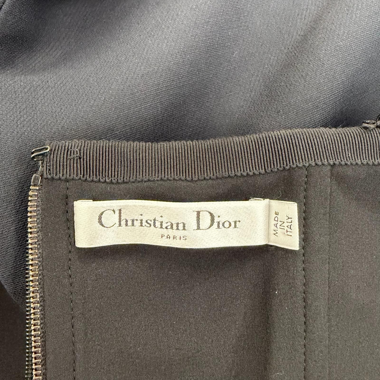 Dior Wool Silk Blend Halter Neck Mini Dress Black 38 — view 6