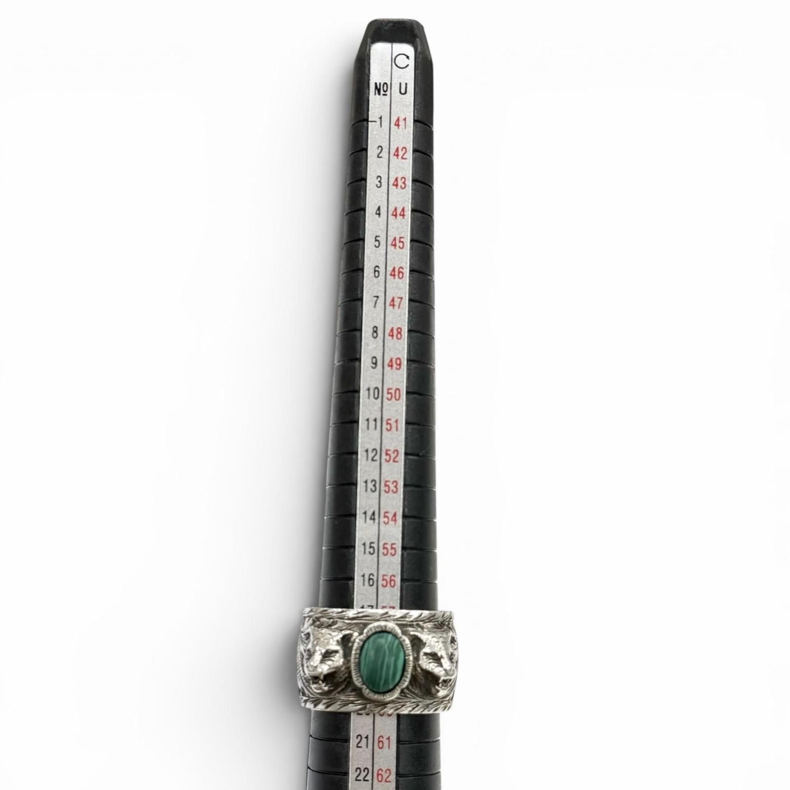 Gucci Arabesque Garden Cat Head Malachite Ring Silver — view 9