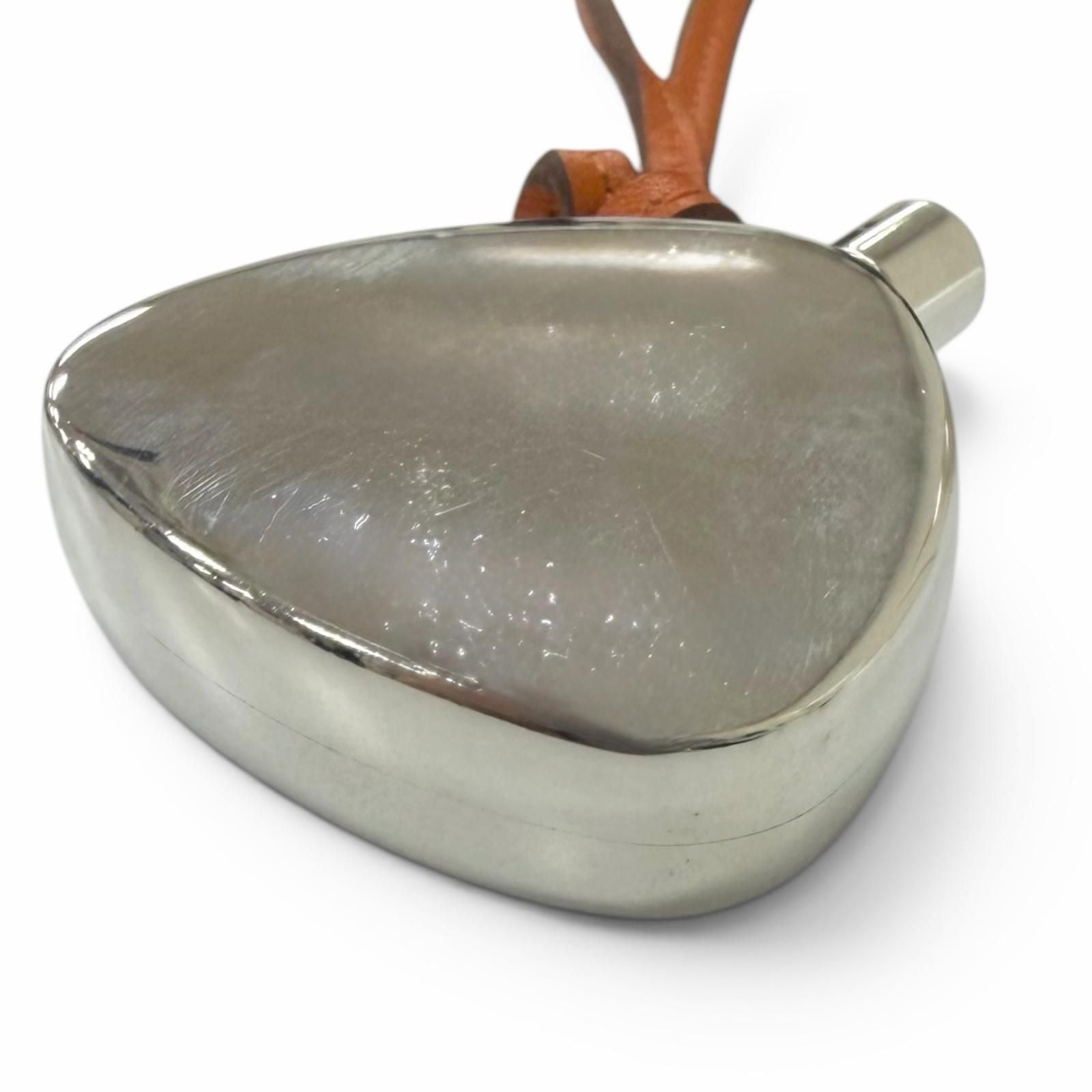 Hermes Leather Strap Perfume Bottle Atomizer Necklace Silver Orange — view 6