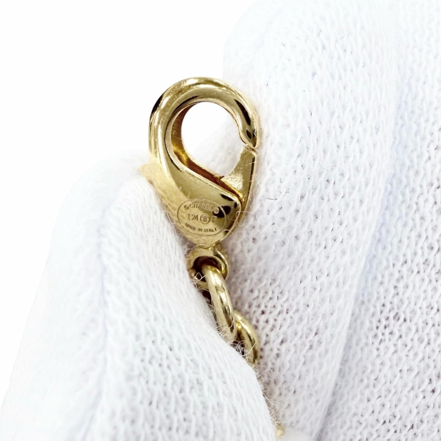 Chanel CC Logo Heart Faux Pearl Denim Bracelet — view 7