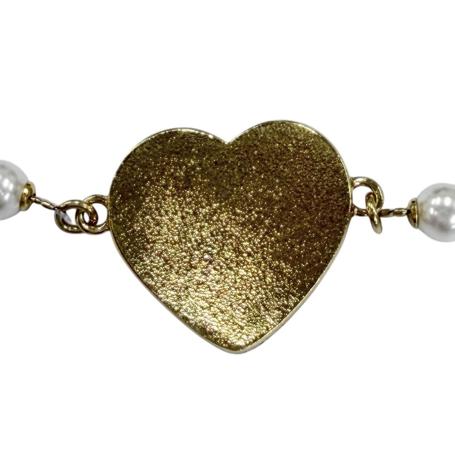 Chanel CC Logo Heart Faux Pearl Denim Bracelet — view 5