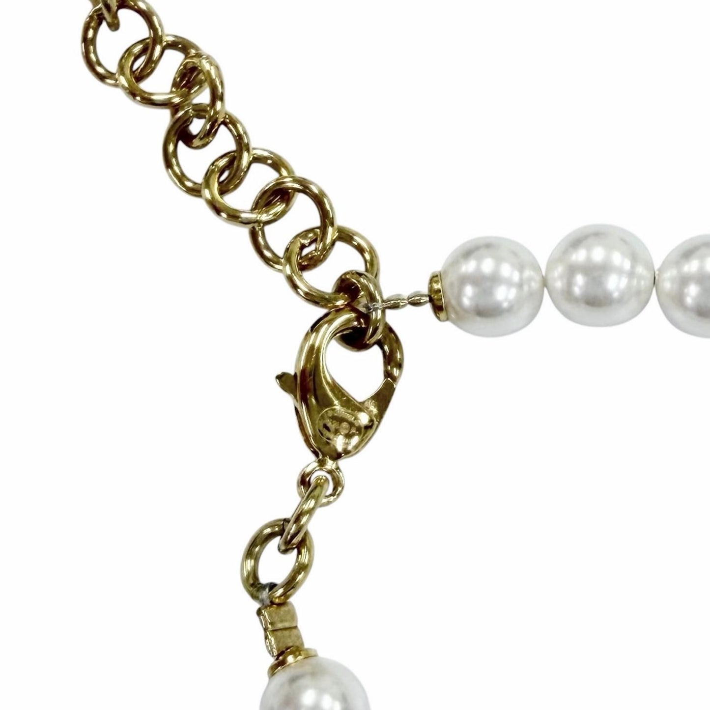 Chanel CC Logo Heart Faux Pearl Denim Bracelet — view 6