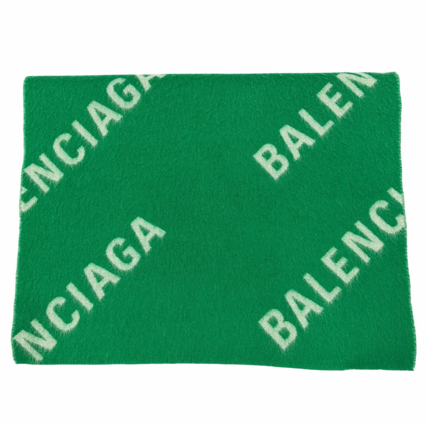 Balenciaga Wool Overall Logo Pattern Large Shawl Scarf Green