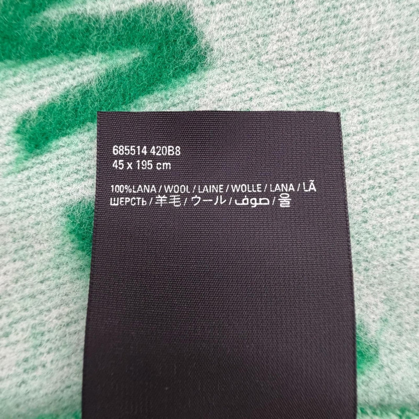 Balenciaga Wool Overall Logo Pattern Large Shawl Scarf Green — view 6