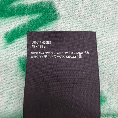 Balenciaga Wool Overall Logo Pattern Large Shawl Scarf Green — view 6
