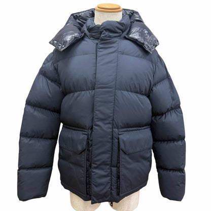 Moncler Glacier Giubbotto Logo Patch Wzip Hooded Down Jacket Puffa Navy