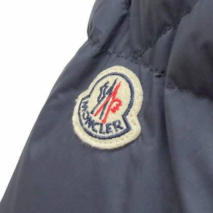 Moncler Glacier Giubbotto Logo Patch Wzip Hooded Down Jacket Puffa Navy — view 7