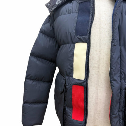 Moncler Glacier Giubbotto Logo Patch Wzip Hooded Down Jacket Puffa Navy — view 6
