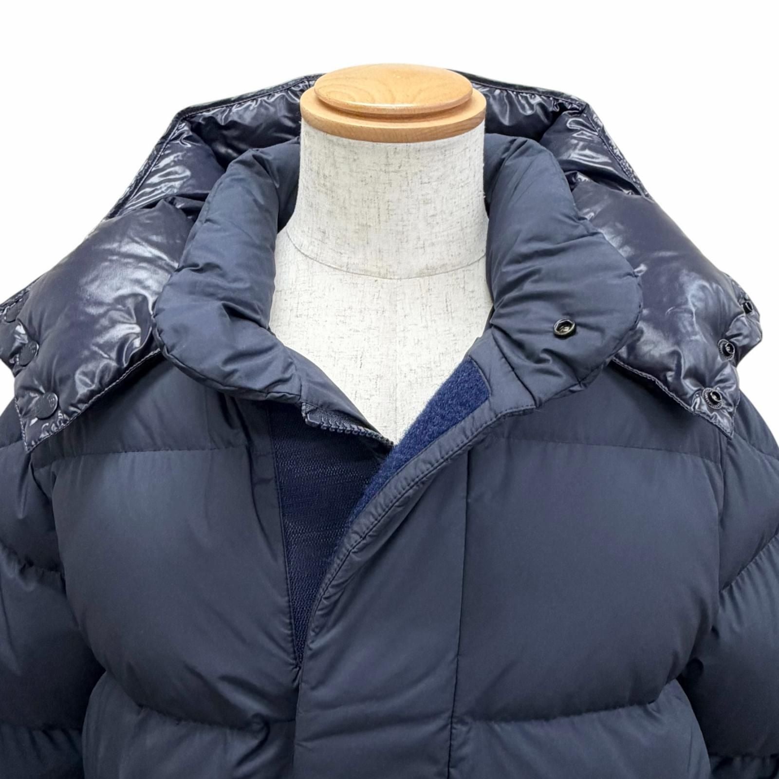 Moncler Glacier Giubbotto Logo Patch Wzip Hooded Down Jacket Puffa Navy — view 2