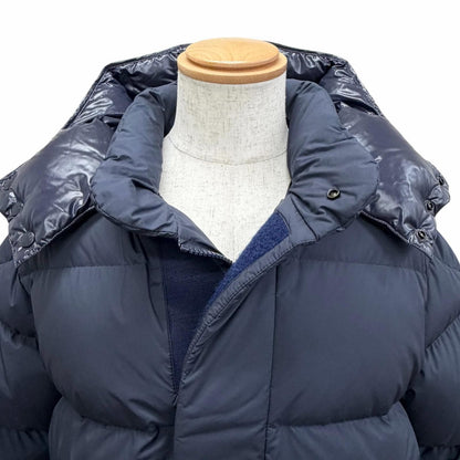 Moncler Glacier Giubbotto Logo Patch Wzip Hooded Down Jacket Puffa Navy — view 2