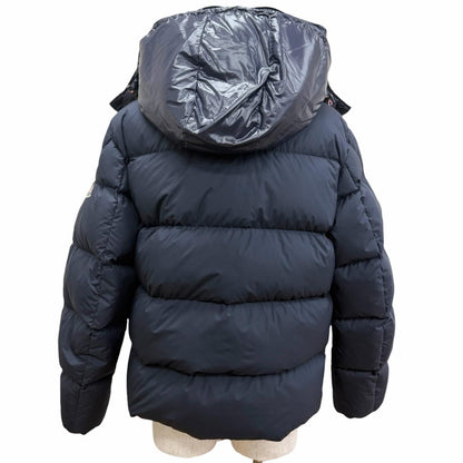 Moncler Glacier Giubbotto Logo Patch Wzip Hooded Down Jacket Puffa Navy — view 3