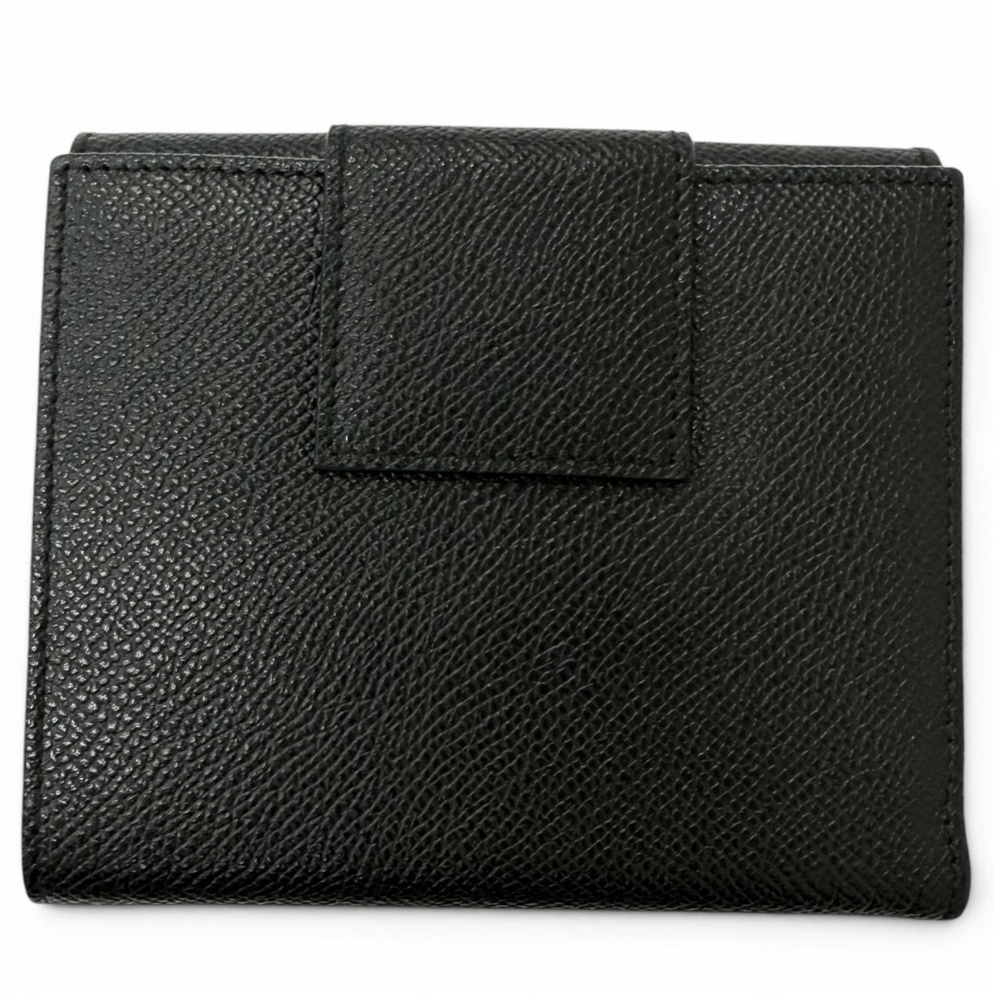 Bvlgari Leather Logo Clip Compact Wallet Bifold Black Silver — view 3