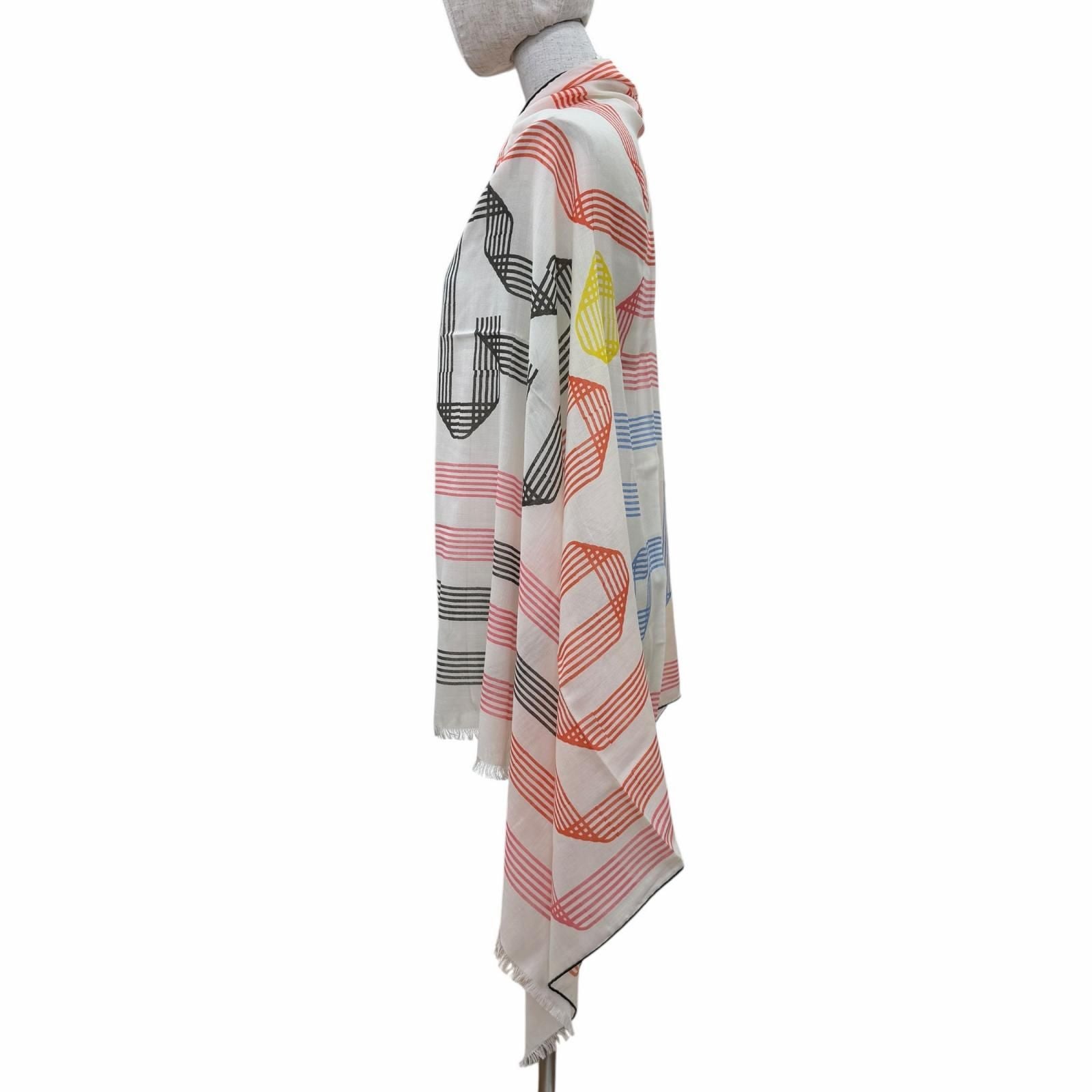 Hermes Cach Leger Rubans D'hermes 100% Blanc Noir Rouge Scarf — view 4