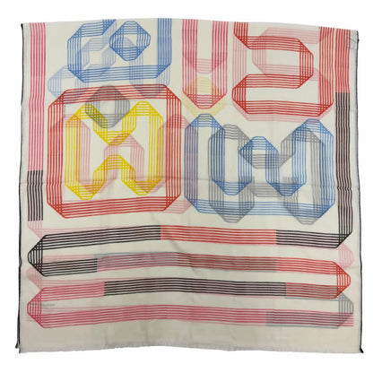 Hermes Cach Leger Rubans D'hermes 100% Blanc Noir Rouge Scarf — view 2